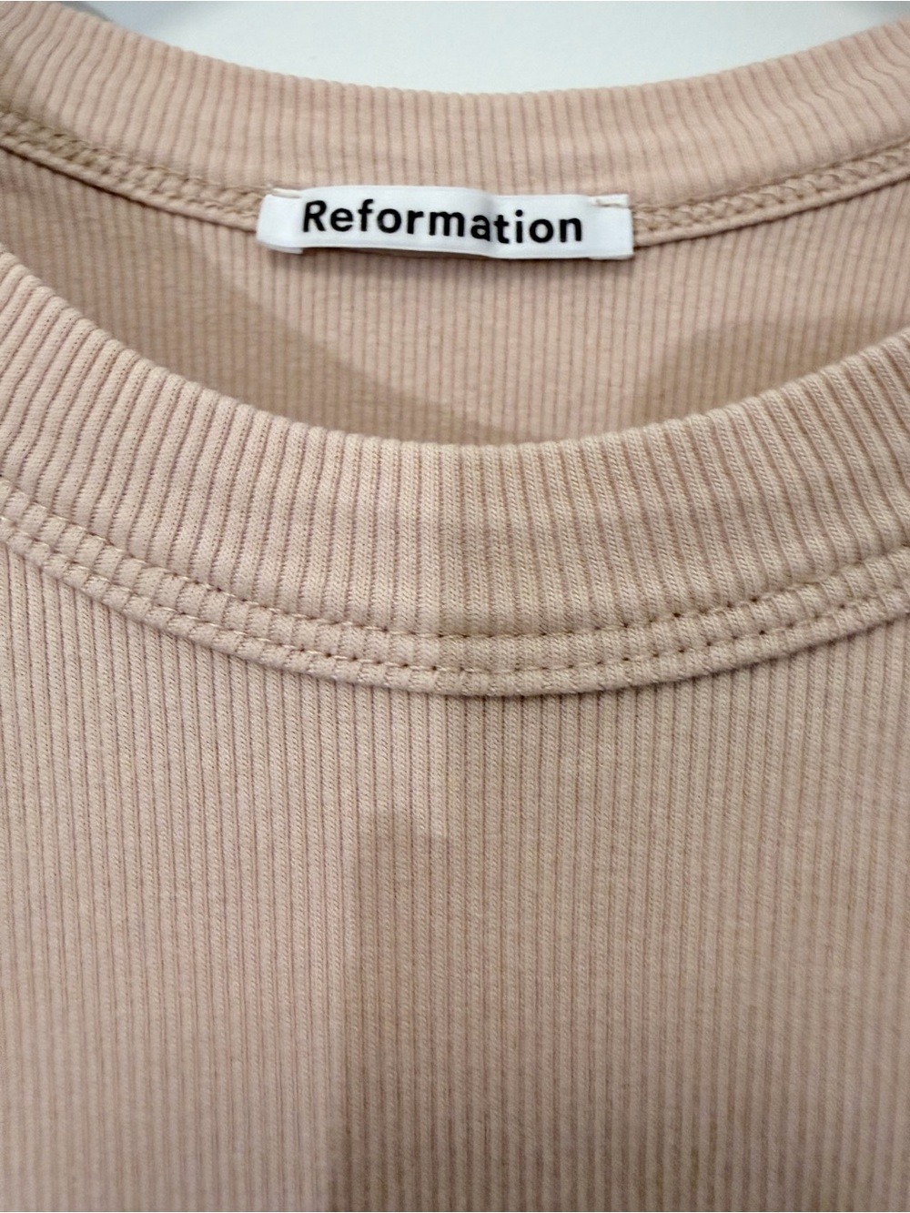 Reformation Ribbed Tank Top in Beige